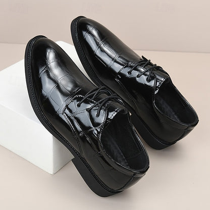 Men's Shoes Brown Dress Crocodile-Pattern Leather