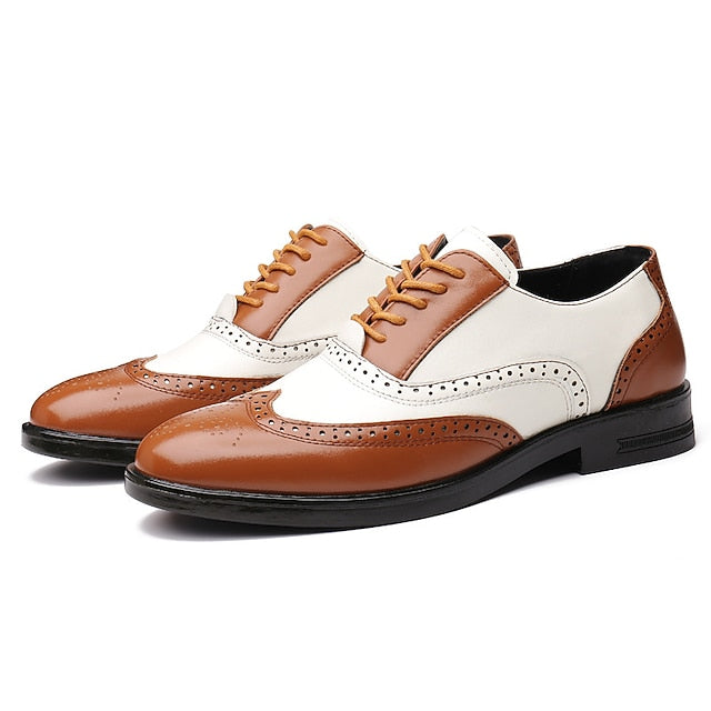 Men's Brogue Oxford and White Shoes Wingtip Burgundy