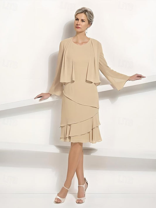 Mother Dress Elegant Piece the A-Line Two Bride of Jacket