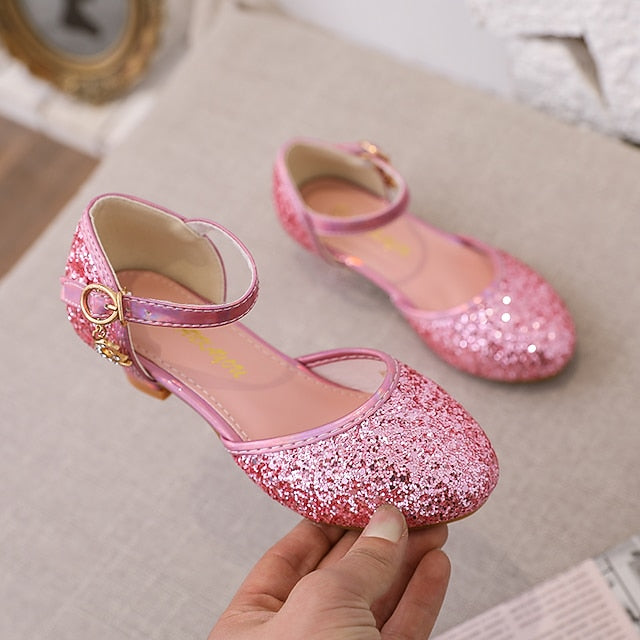 Rubber Little PU Glitters Girls' Heels Shoes Party Princess