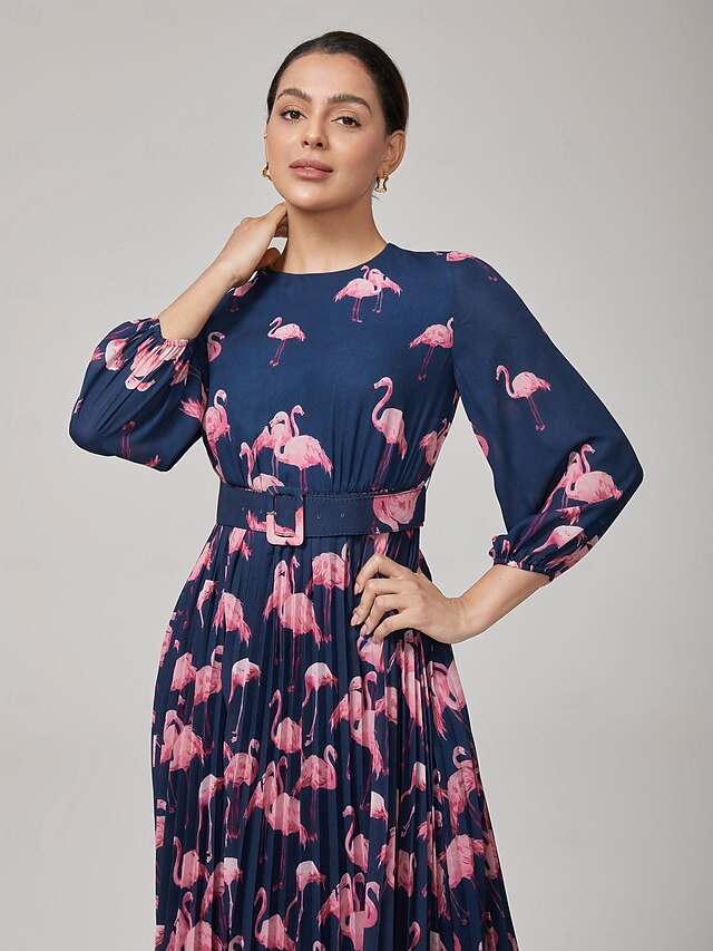 Women's Female Casual Dress Pink Flamingo Summer Fall