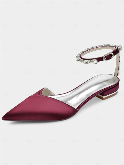 Crystal-Ankle Strap Satin – Chic Black Wedding with Shoes