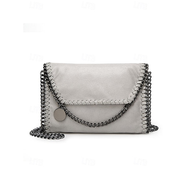Kunstledertasche mit Kette in Rot mit Überwendlingsstich-Schulterdetails