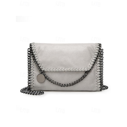 Kunstledertasche mit Kette in Rot mit Überwendlingsstich-Schulterdetails