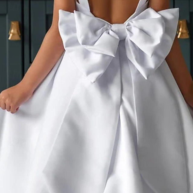 Color Dress Kids Girl Solid Flower Party Girls'