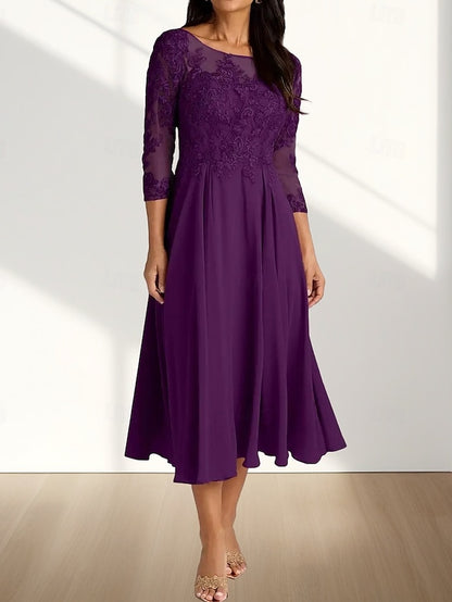 the A-Line Neck Mother Bride Elegant Dress Guest Wedding of Crew