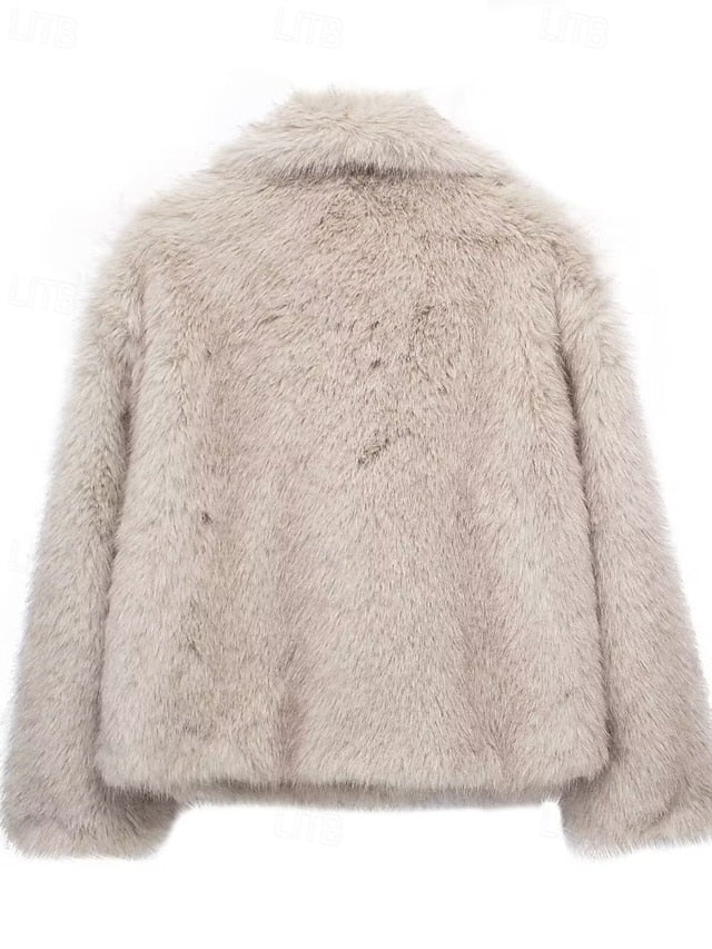 Furs Buttons Women's Comfortable Coat Warm Fur Faux