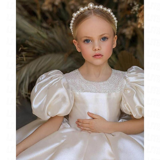 Party Kids Dress Girl Color Girls' Long Flower Solid