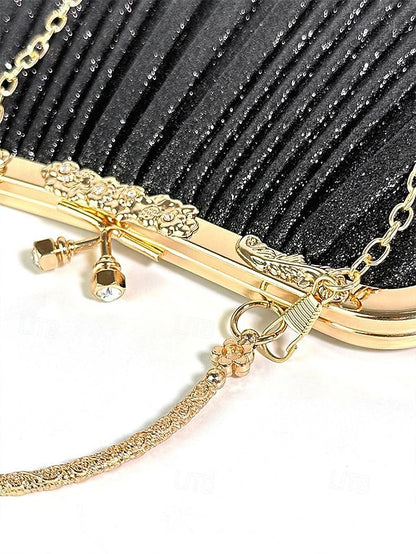 Clutch Purse Evening Glitter Vintage with Women's Pleated