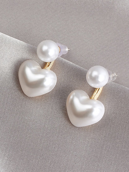 – Drop Pearl Minimalist Elegant Heart-Shaped Romantic Earrings