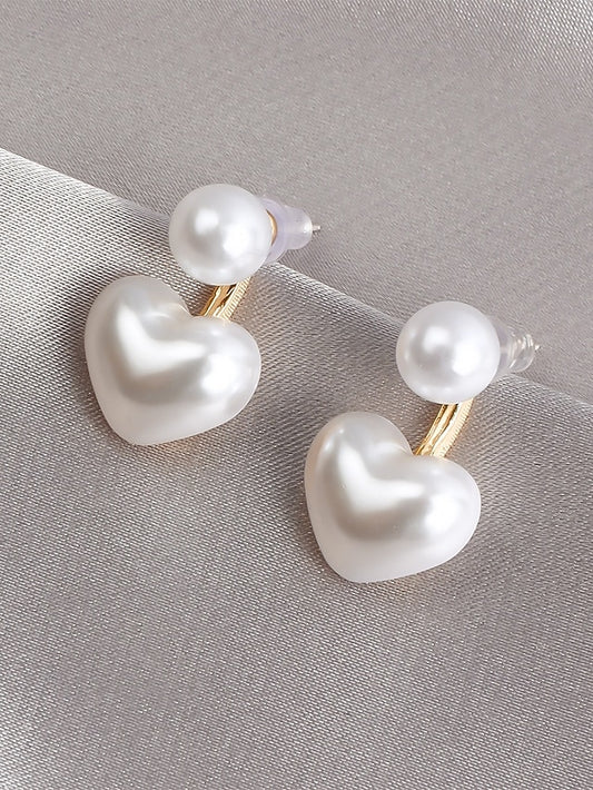 – Drop Pearl Minimalist Elegant Heart-Shaped Romantic Earrings