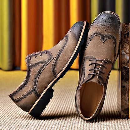 Brogue – Lace-Up Men's Derby Shoes Vintage Dress Brown