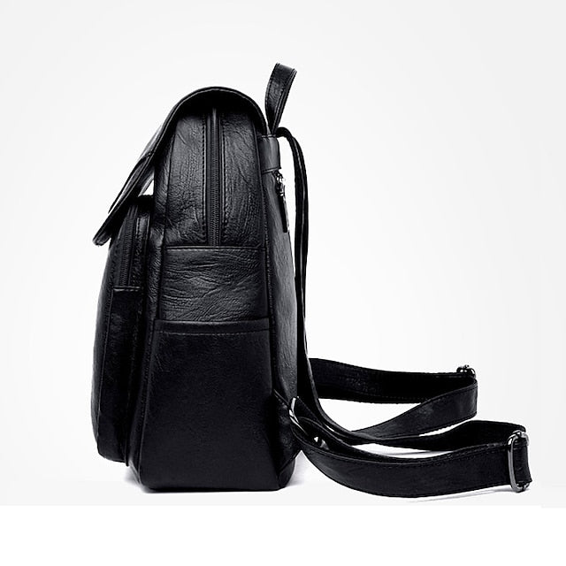 Rucksack aus Kunstleder mit burgunderfarbenem Klappverschluss für Damen