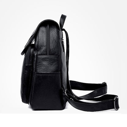 Rucksack aus Kunstleder mit burgunderfarbenem Klappverschluss für Damen