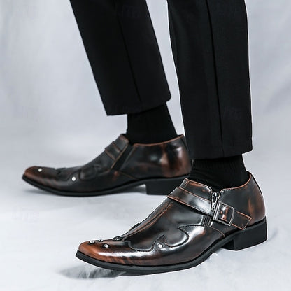 Monk Strap Black Leather Dress Shoes Formal Men's –