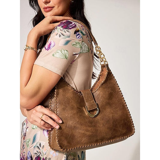 Hobo Bag mit Kette - Lederriemen Vintage Damen Groß