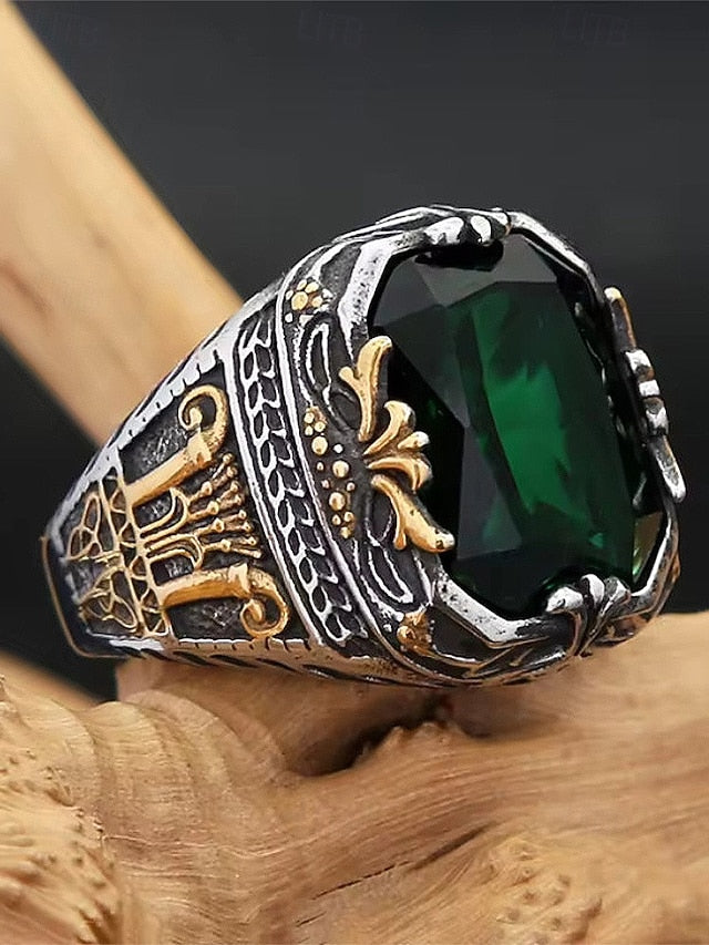 Gemstone Ring Alloy Men's