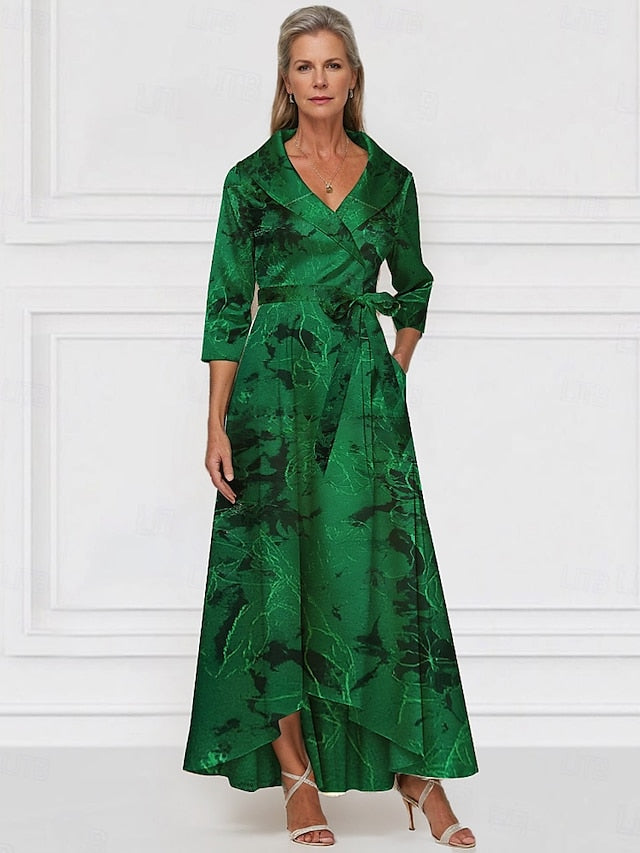 Gown Dress Jacquard Brocade Formal Evening Elegant A-Line