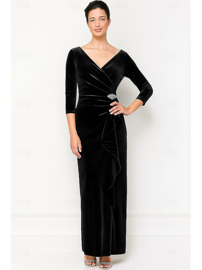 of Bride Mother Elegant Dress Column / the Neck V Vintage Sheath