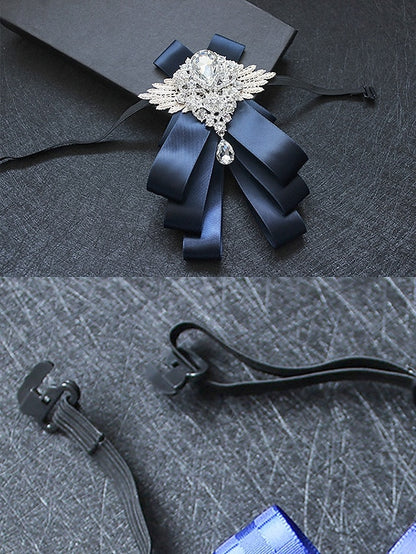 Crystal Men's Tie Brooch Ribbon Pin Bow Elegant - Luxury