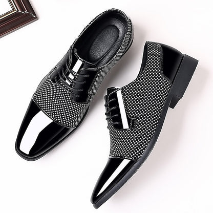Shoes Formal Lace-Up Black Leather Patent Men's Faux