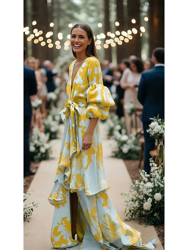 A-Line Floor Length Wedding Guest Dress Formal Dresses Evening