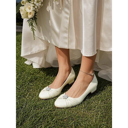with Women's Satin Flats Rhinestone Blue Wedding Light
