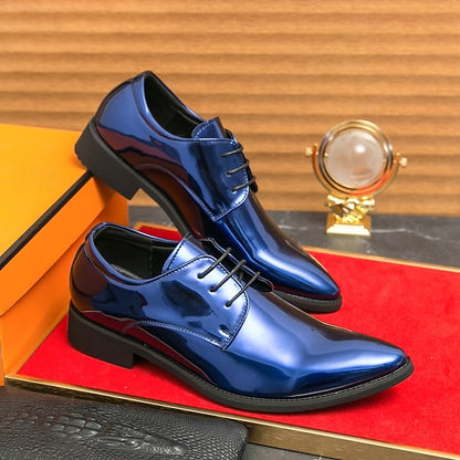 for Formal Shoes Glossy Leather Patent – Green Lace-Up Men