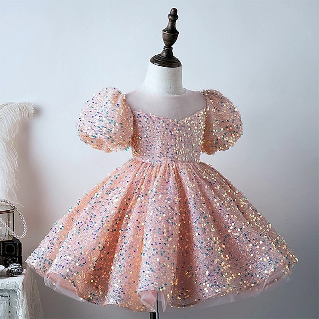Summer 3D colour Wedding Sleeve Spring Short Girls' Dress