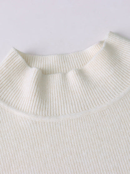 Pull en tricot à manches longues et col montant gris élégant avec boutons décoratifs AN1050 