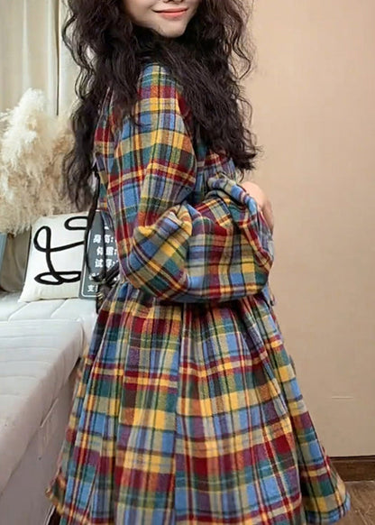 Krawatte Wolle Kleid Neue Taille Hemden Plaid Faltig Frühling 
