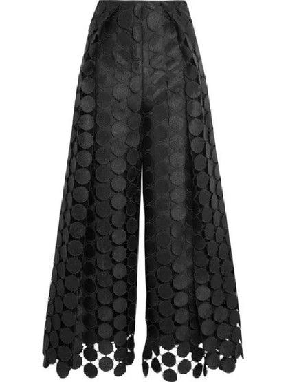 High Leg Solid Out Hollow Color Polka Dot Pants Wide Waist