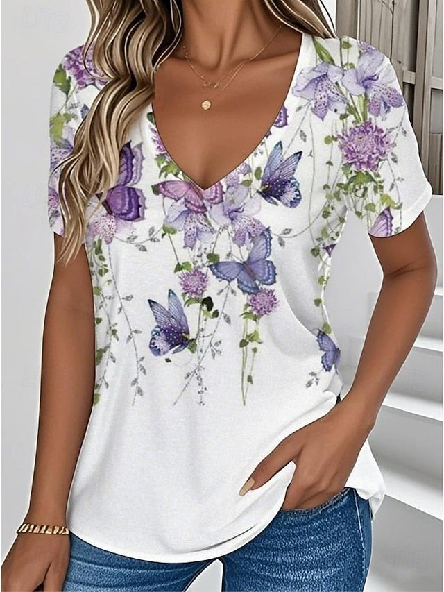 Women's T Shirt Floral Graphic Plants Vintage Fashion