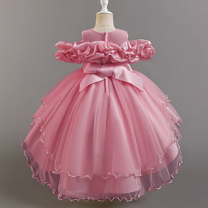 Dress Wedding Sleeve Girls' Kids Short Flower Floral Party