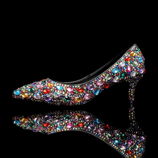 Heel Kitten Women's Crystal-Embellished Shoes Matching and