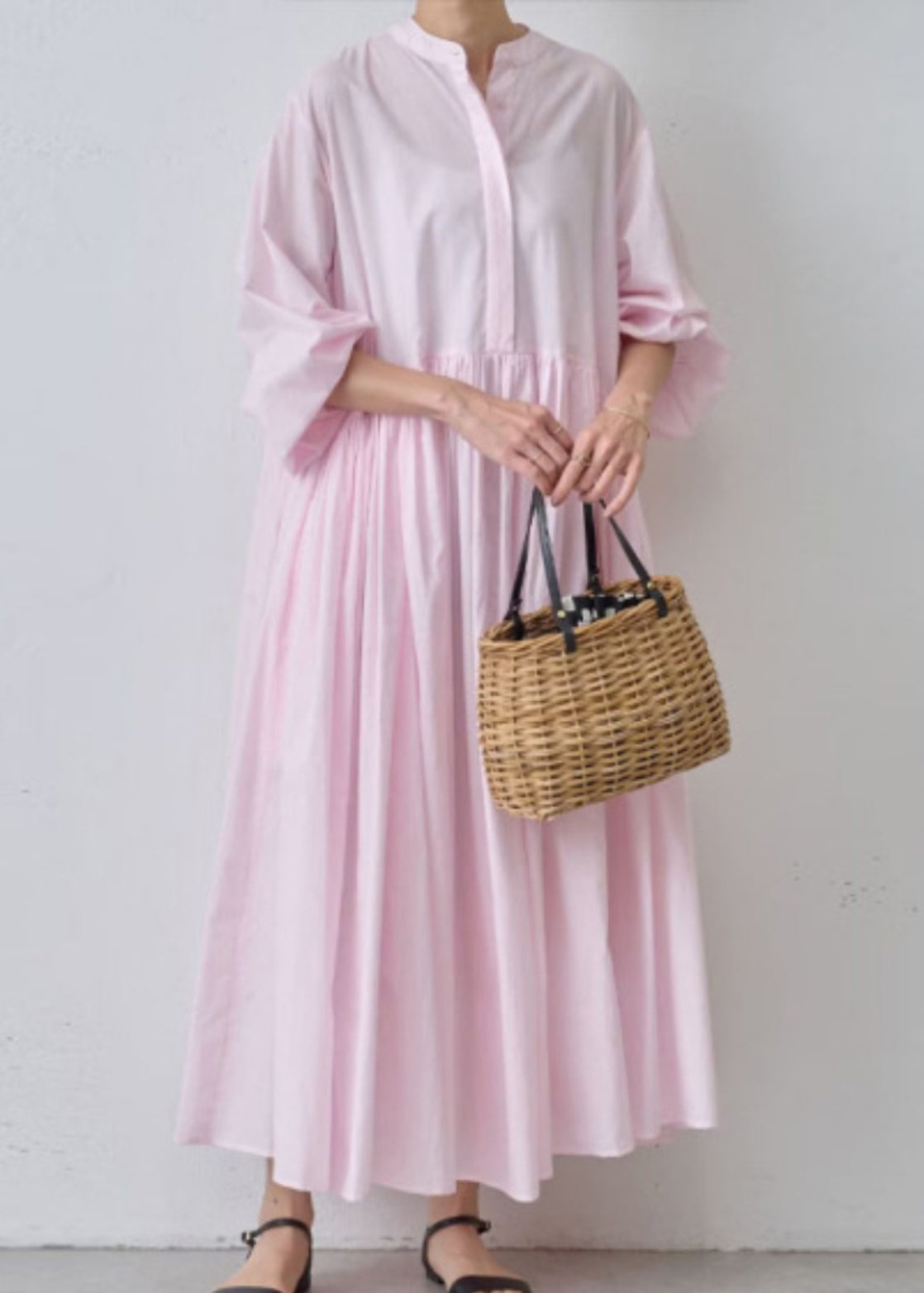 Graues Kleid Classy Shirts Solide Baumwolle Wrinkled Frühling 