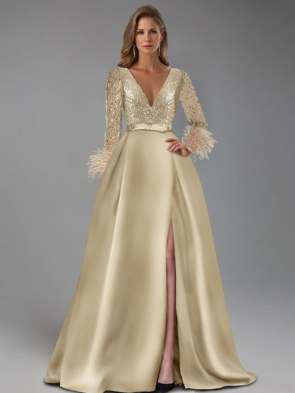 Elegant Gown Long Dress A-Line Length Floor Formal Evening