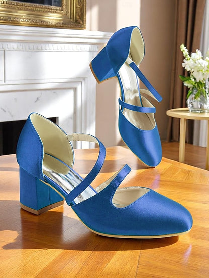 Mary Jane Satin Women's Green – Elegant 1950s Heels Block