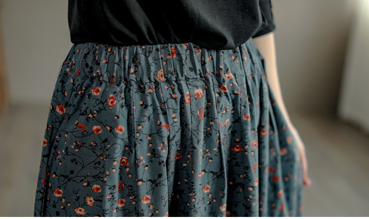 Retro Literary Floral Mid-Length Skirt OP1026