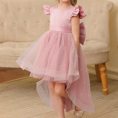 Color Girls' Girl Dress Solid Party Flower Kids
