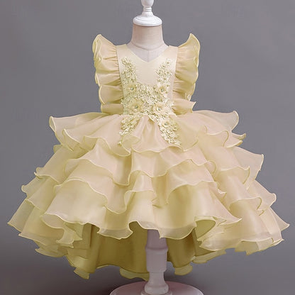 Kids Asymmetrical Girls' Dress Party Floral