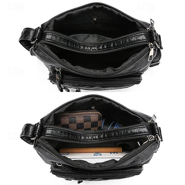 Sac bandoulière matelassé en similicuir pour femme avec plusieurs compartiments