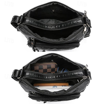 Sac bandoulière matelassé en similicuir pour femme avec plusieurs compartiments