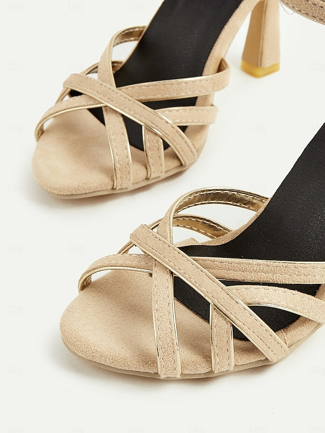 1950s Ankle Strappy Nude Women's – Heels Suede Elegant