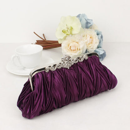 – White Clutch Elegant Women's Evening Satin Pleated