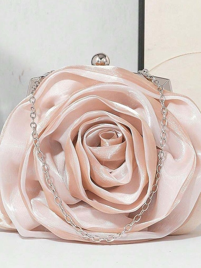 Purse Satin Flower Clutch Rose Women's – Evening Elegant