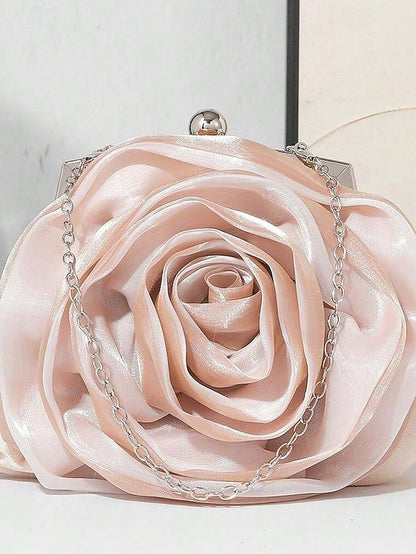 Purse Satin Flower Clutch Rose Women's – Evening Elegant