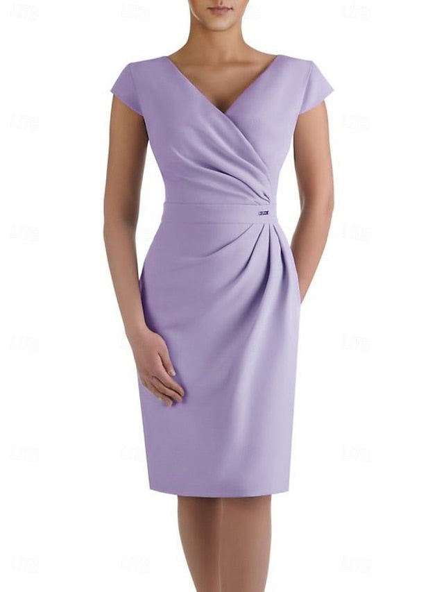 Elegant Sheath Wedding the of Mother Dress Guest Neck V Bride