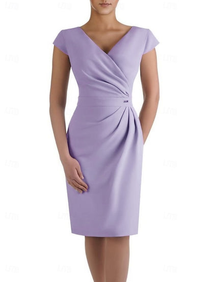 Elegant Sheath Wedding the of Mother Dress Guest Neck V Bride