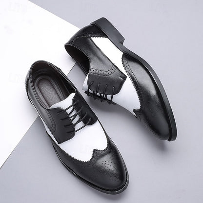 Dress Oxford Shoes with Black and White Men's Brogue